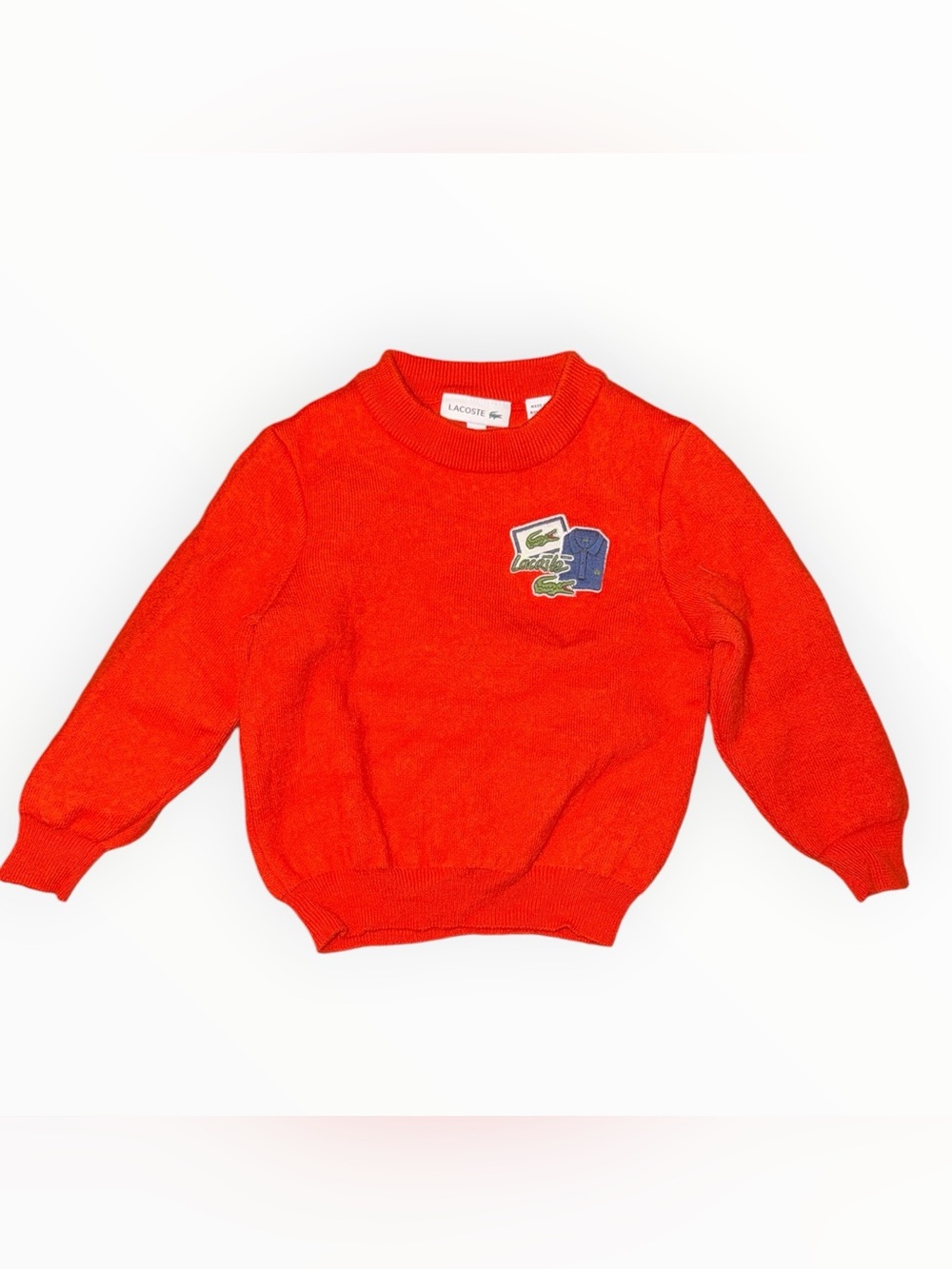 Lacoste Kids Bright Red Patch Crewneck Sweater